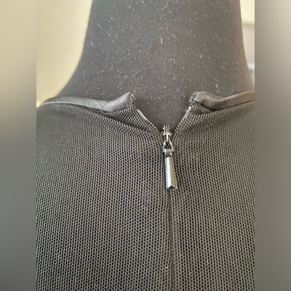 Vintage Donna Morgan black bejeweled beaded velvet sheer sleeve dress size 6 - Picture 12 of 13